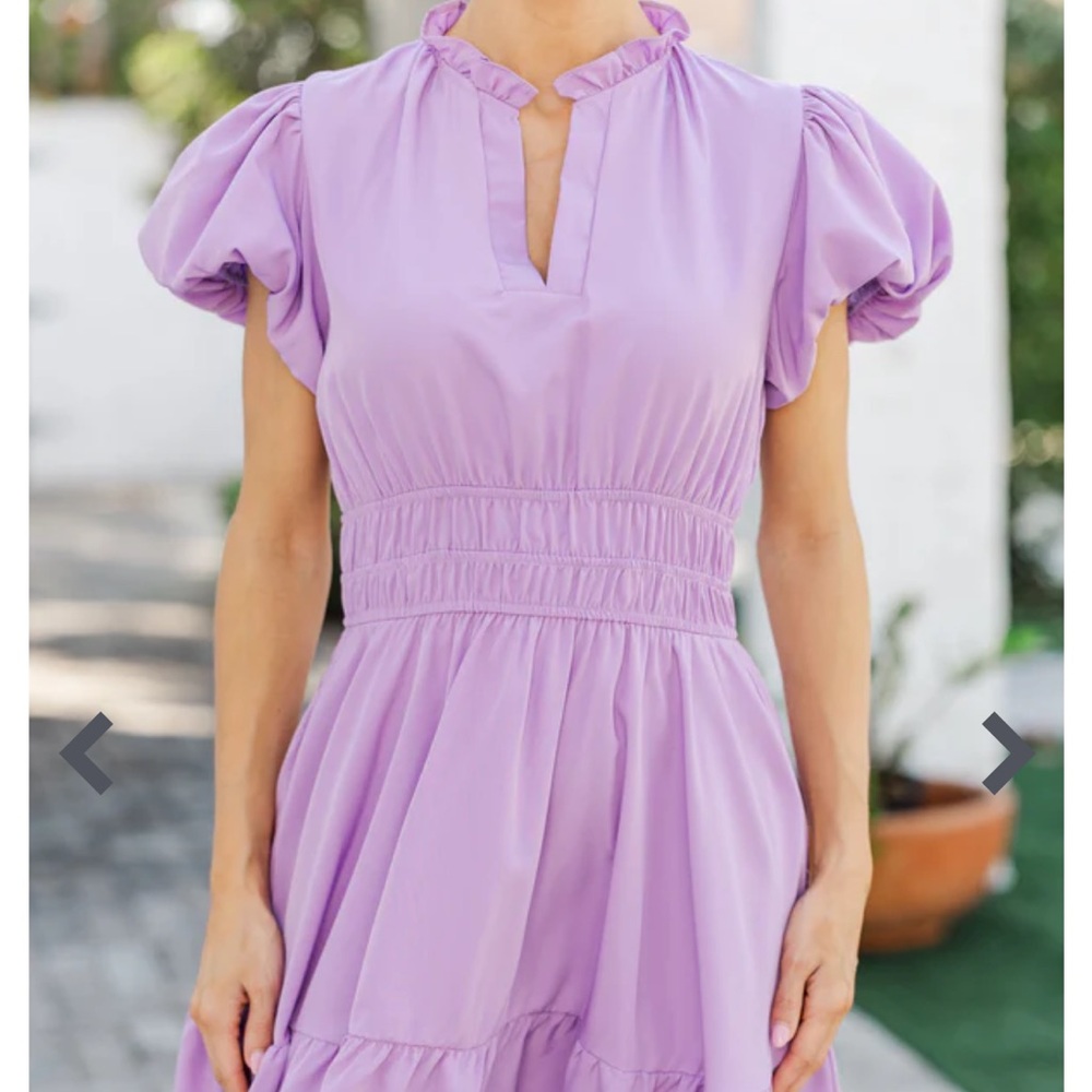 Mint Julep Boutique shopthemint Let’s get Going puff sleeve dress lavender - Picture 3 of 4